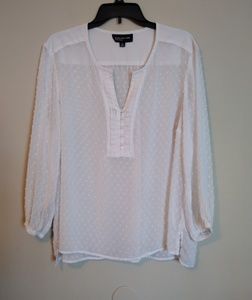 Jones New York Signature White Blouse Shirt Top